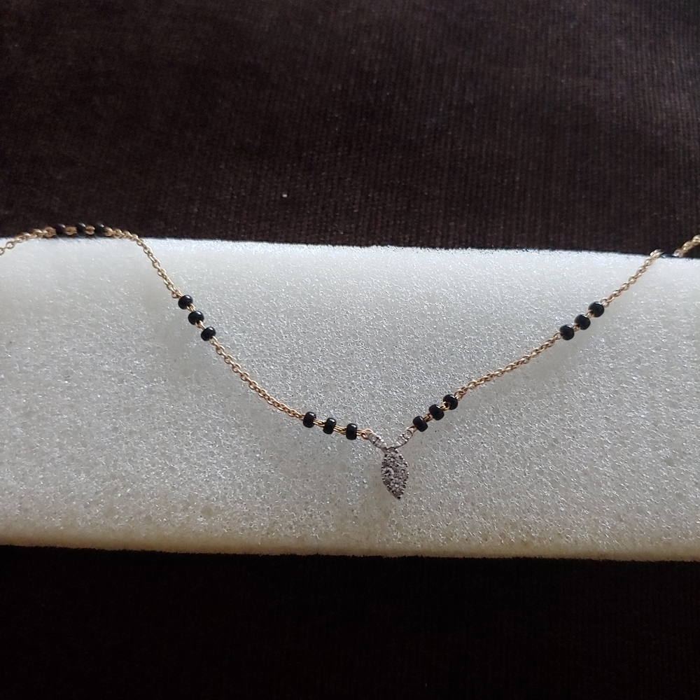 14ct black bead diamond chain